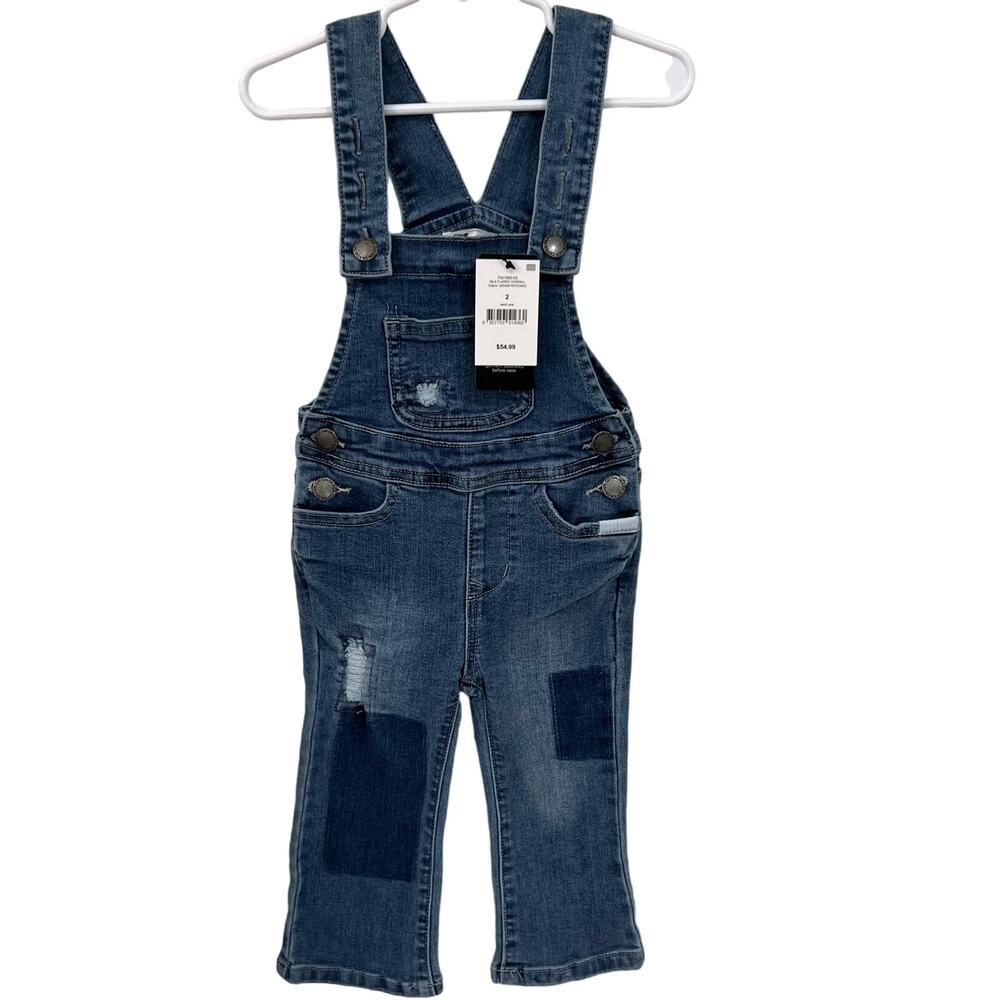 Cotton On Kids Denim Patched Isla Flared Overall Size 2 New